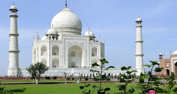Taj Mahal with green garden in front of it