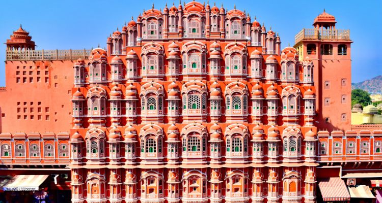 Facade of Pink palace in Jaipur India
