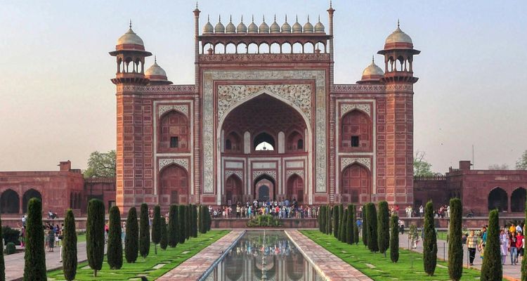 Majestic gate to Taj Mahal in Agra