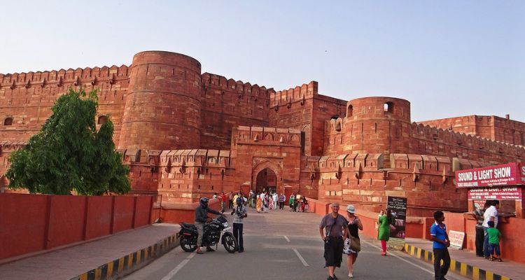 Red stone Agra Fort built by Mughals