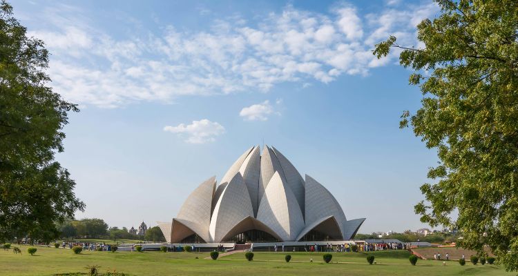 Lotus temple with beautiful garden